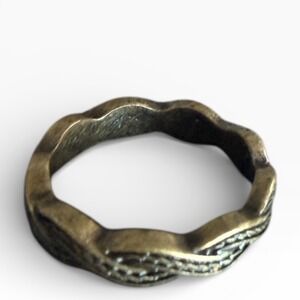Vintage Artisan Twisted Band Ring Antique Brass Tone Women's Size 8.75 Unique